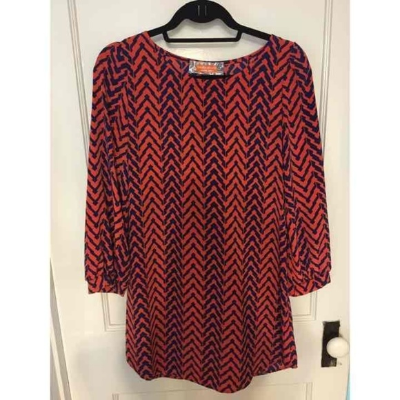 Orange Navy Chevron print dress - Picture 1 of 1